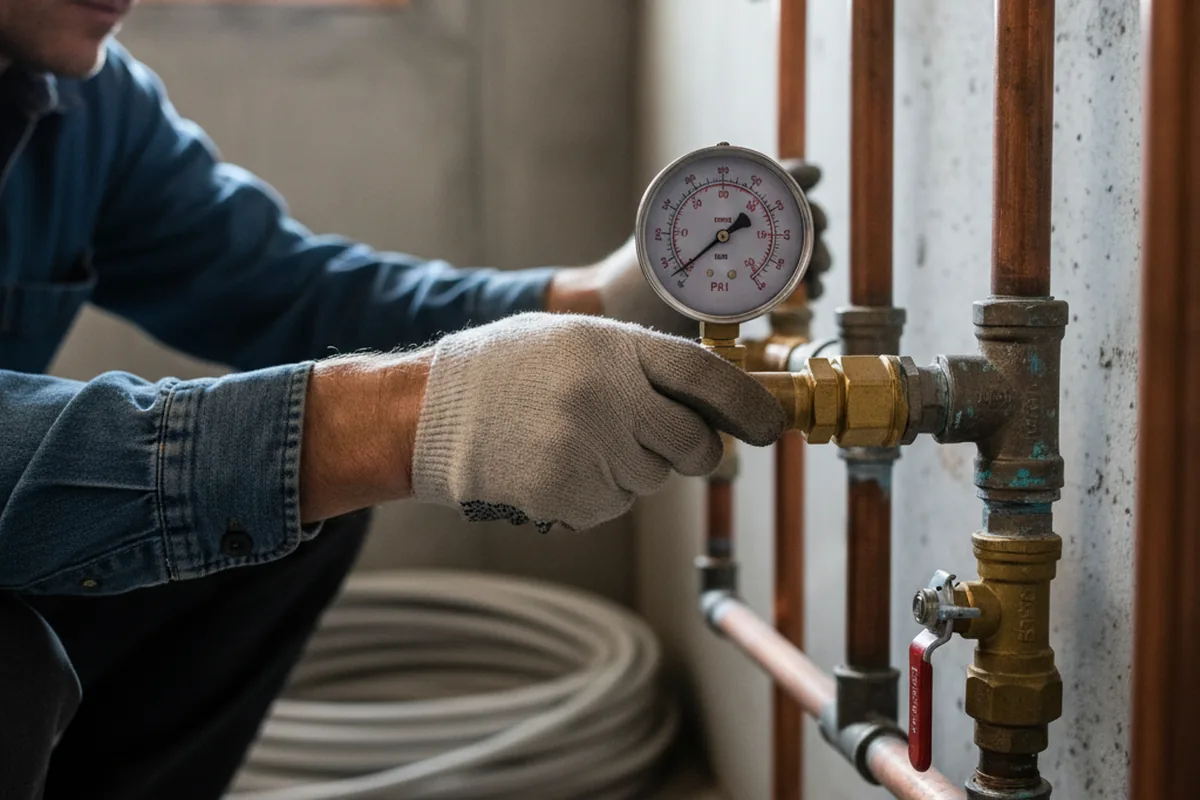 Pressure testing a repaired line during Water Line Repair in Bailey